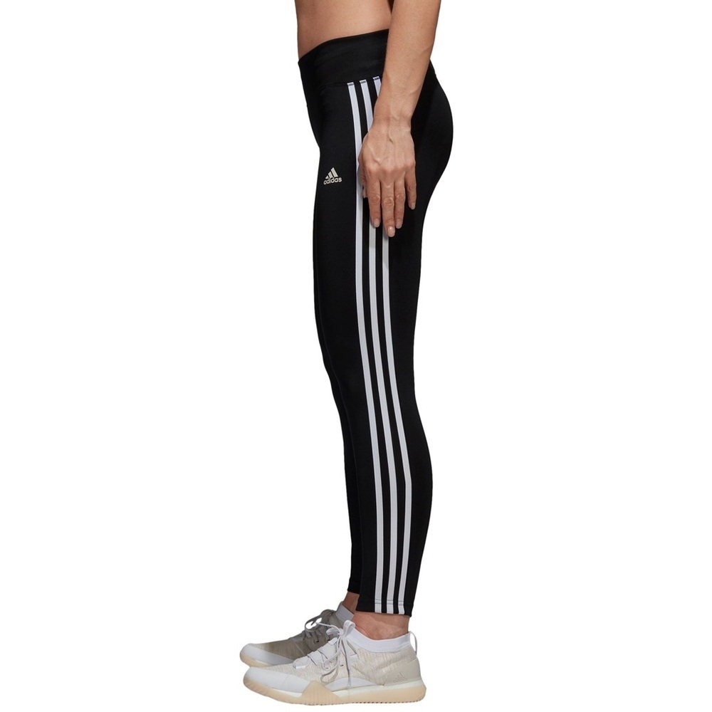 Adidas 3 Stripe Climalite Leggings Black White